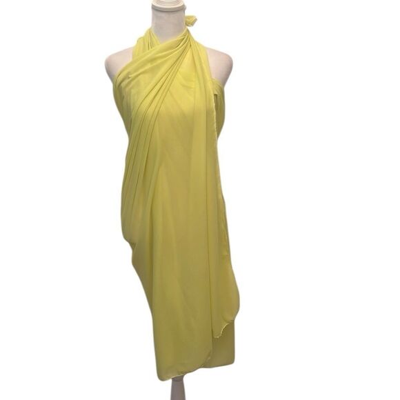 Chic Light Yellow Sheer Wrap approximately 43x70” so many ways to style worn 1x - Picture 4 of 7